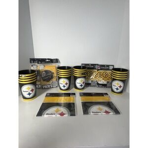 Pittsburgh Steelers Party Supplies Lot-16 Cups, Loot Bags, Invitations, Balloons